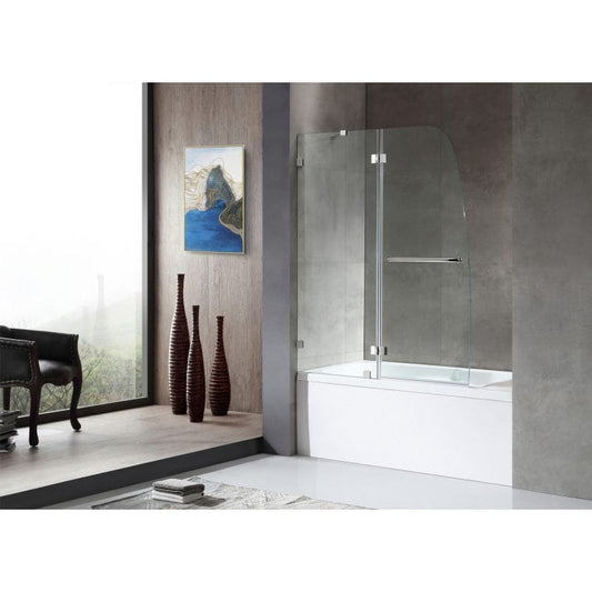 Anzzi Brand SD-AZ11-01BN Herald Series 48 in. by 58 in. Frameless Hinged tub door in Brushed Nickel