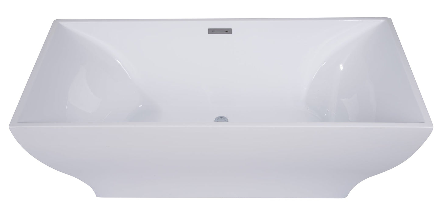 ALFI brand AB8840 67 inch White Rectangular Acrylic Free Standing Soaking Bathtub