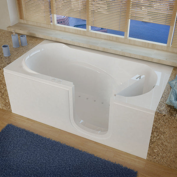 MediTub Step-In 30 x 60 Right Drain White Air Jetted Step-In Bathtub 3060SIRWA