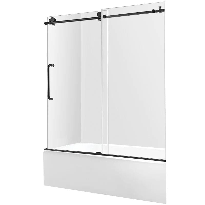 Anzzi Brand SD-AZ17-01MB Don Series 60 in. x 62 in. Frameless Sliding Tub Door in Matte Black