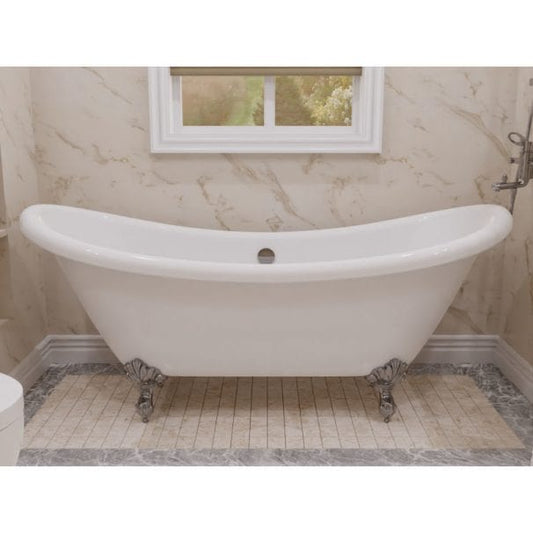 Anzzi Brand FT-CF130FAFT-CH 69.29” Belissima Double Slipper Acrylic Claw Foot Tub in White