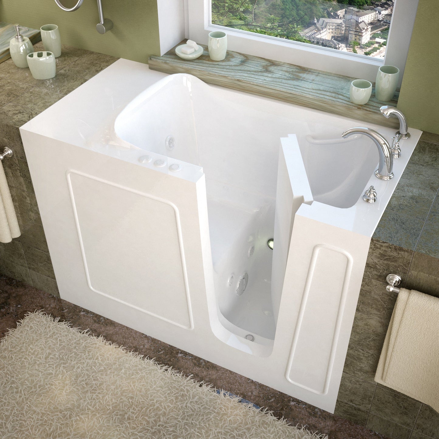 MediTub Walk-In 26 x 53 Right Drain White Whirlpool Jetted Walk-In Bathtub 2653RWH