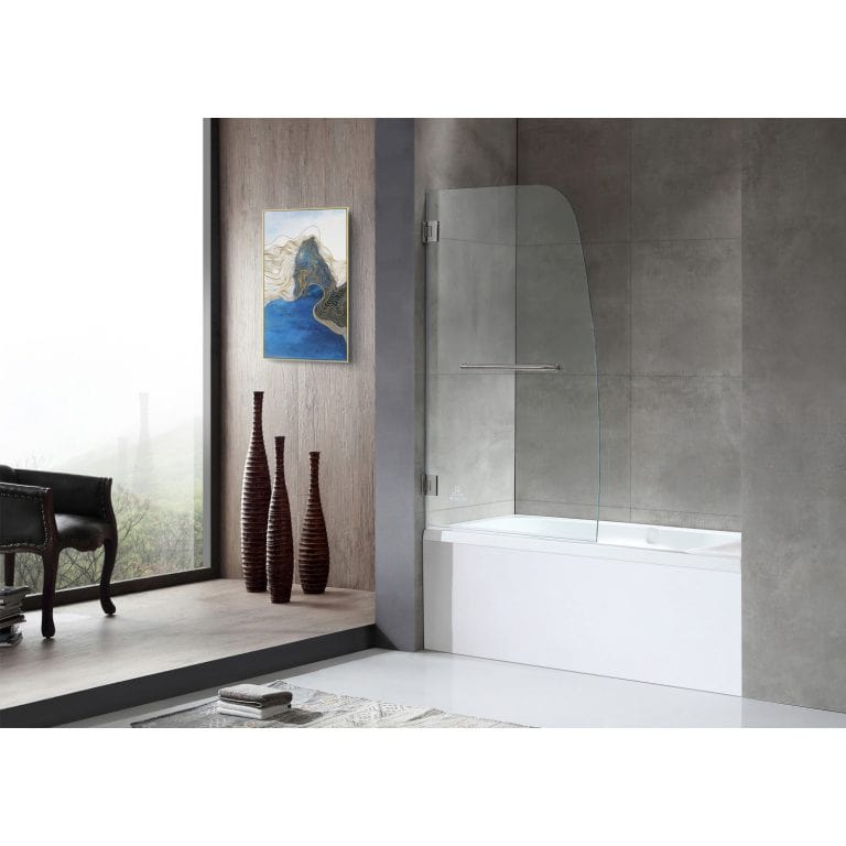 Anzzi Brand SD-AZ10-01CH Grand Series 34 in. by 58 in. Frameless Hinged Tub Door in Chrome