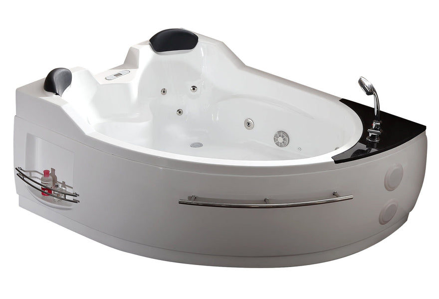 EAGO AM113ETL-R 5.5 ft Right Corner Acrylic White Whirlpool Bathtub for Two