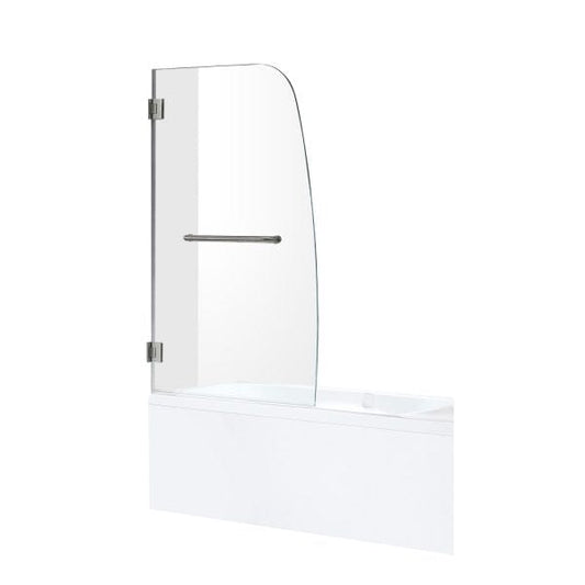 Anzzi Brand SD-AZ8074-01BN Vensea Series 34 in. by 58 in. Frameless Hinged Tub Door in Brushed Nickel