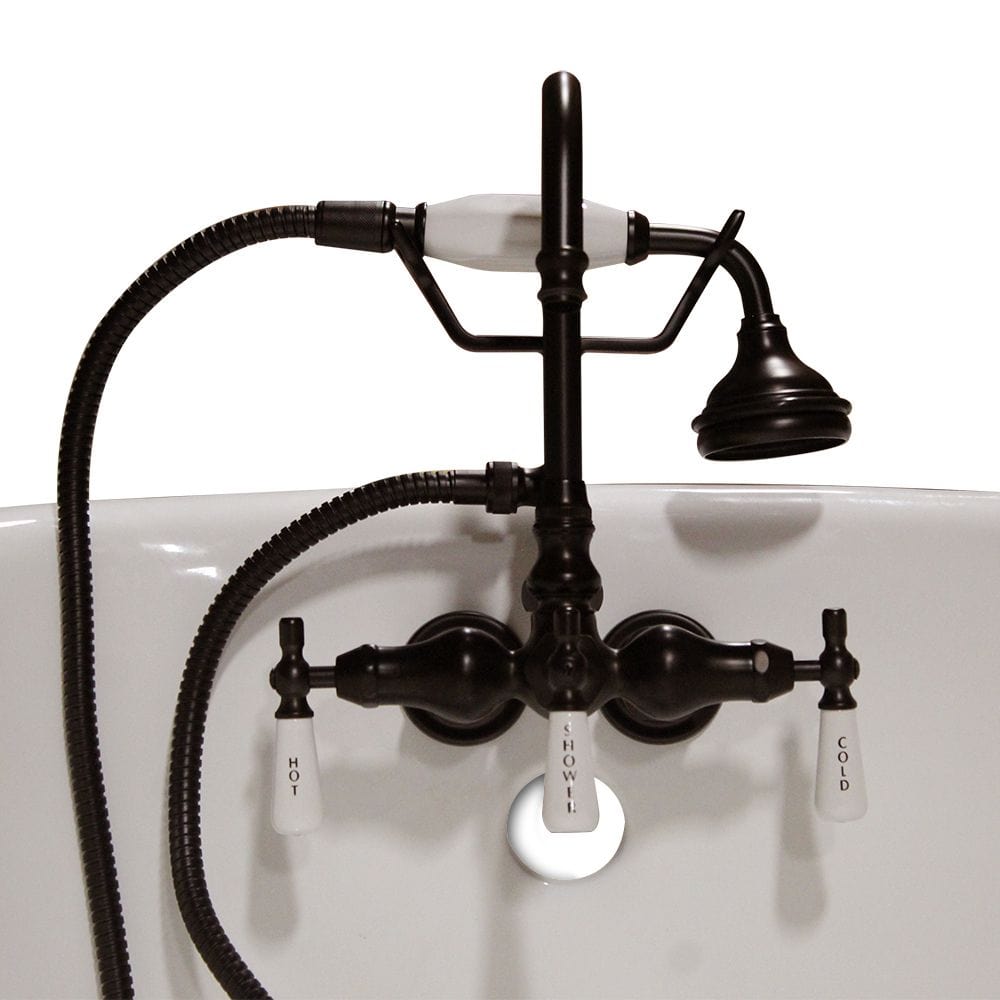 Cambridge Clawfoot Tub Brass Wall Mount Faucet with Hand Held Shower-Oil Rubbed Bronze CAM684BTW-ORB