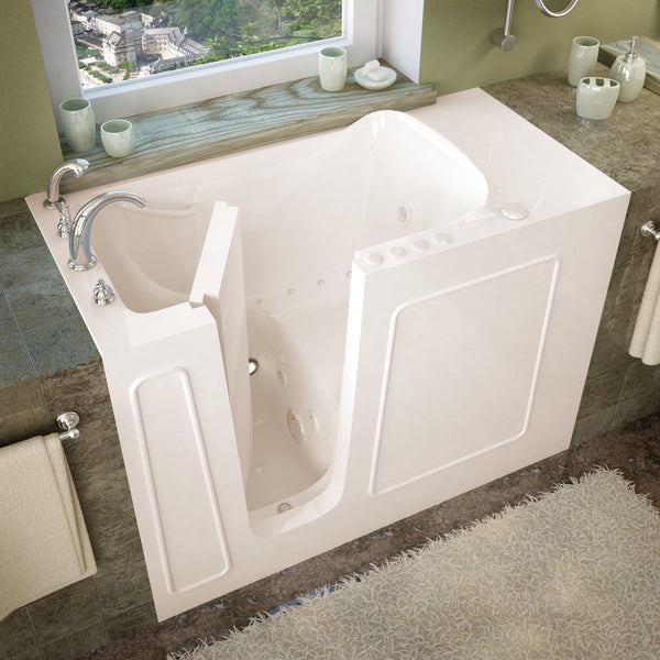 MediTub Walk-In 26 x 53 Left Drain Biscuit Whirlpool & Air Jetted Walk-In Bathtub 2653LBD