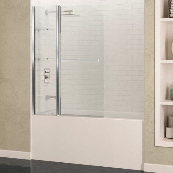 Anzzi Brand SD-AZ054-01CH Galleon 48 in. x 58 in. Frameless Tub Door with TSUNAMI GUARD in Polished Chrome