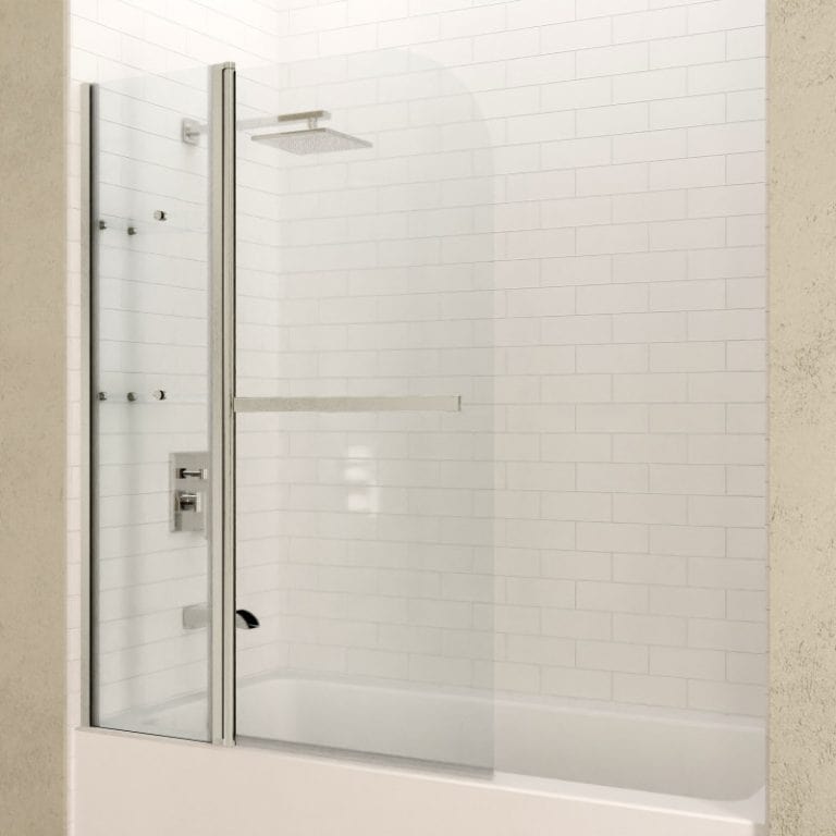 Anzzi Brand SD-AZ054-01BN Galleon 48 in. x 58 in. Frameless Tub Door with TSUNAMI GUARD in Brushed Nickel