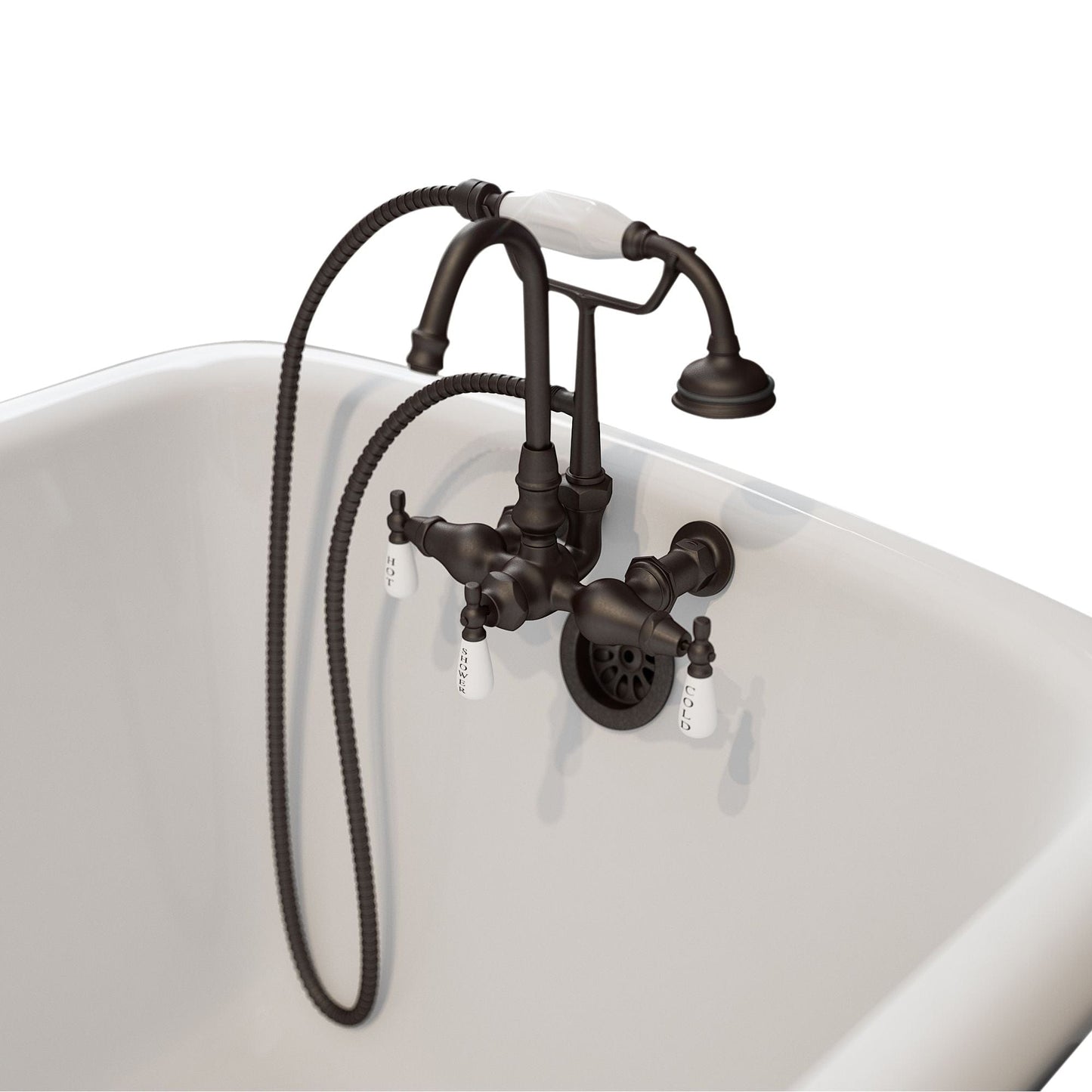 Cambridge Clawfoot Tub Brass Wall Mount Faucet with Hand Held Shower-Oil Rubbed Bronze CAM684BTW-ORB