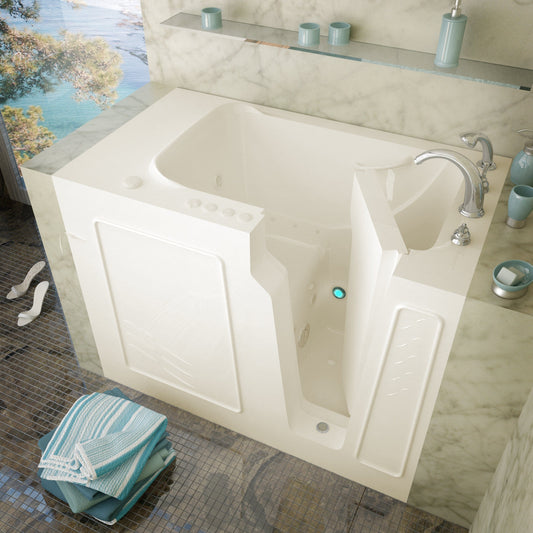 MediTub Walk-In 29 x 52 Right Drain Biscuit Whirlpool & Air Jetted Walk-In Bathtub 2952RBD