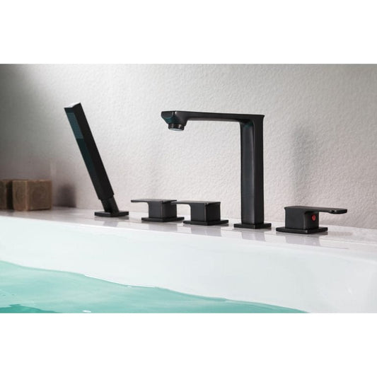 Anzzi Brand FR-AZ102ORB Shore 3-Handle Deck-Mount Roman Tub Faucet with Handheld Sprayer in Oil Rubbed Bronze