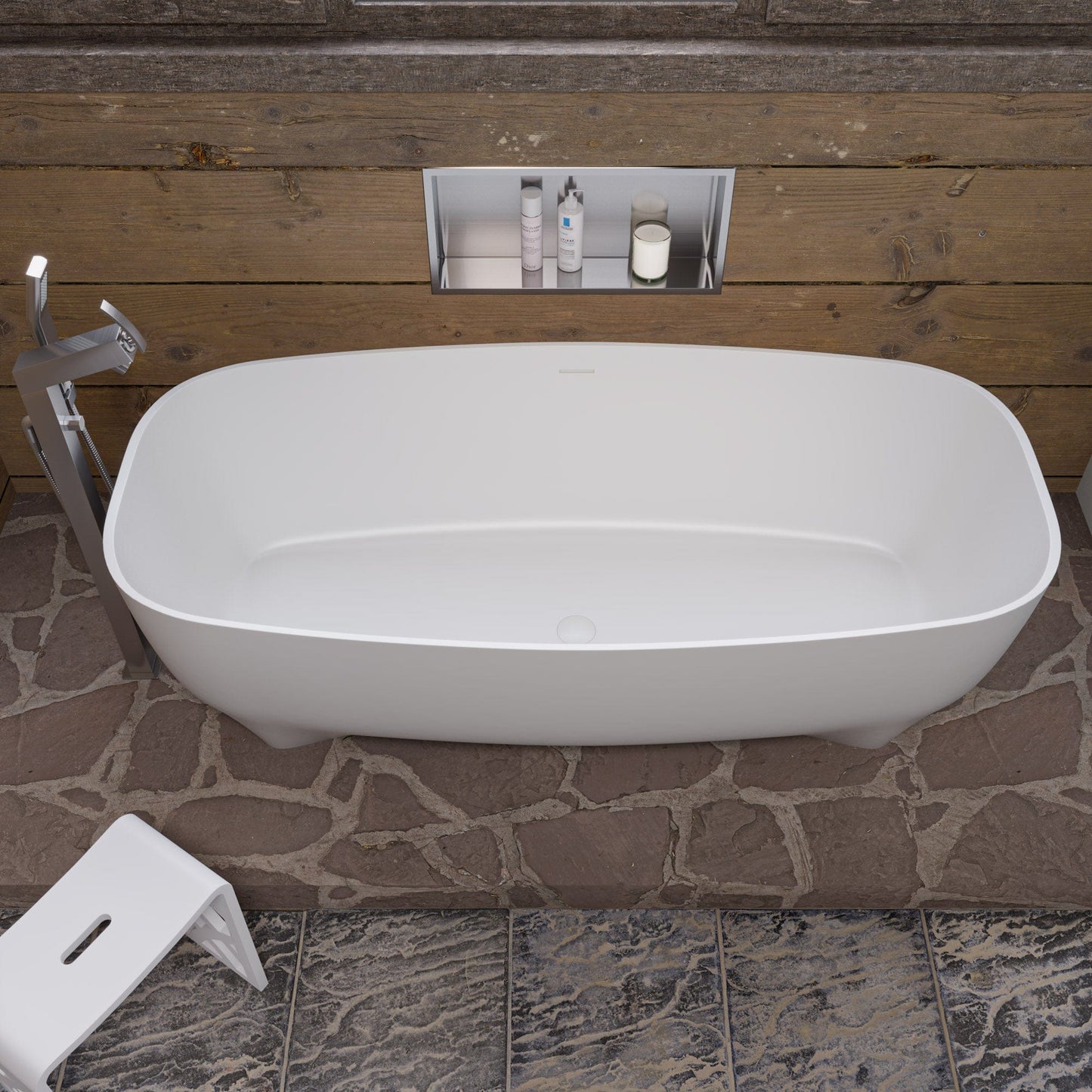 ALFI brand AB9980 67" White Matte Solid Surface Resin Bathtub