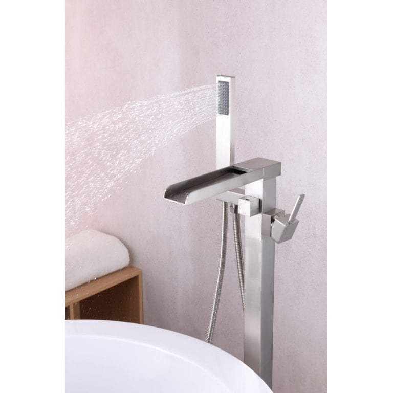 Anzzi Brand FS-AZ0059BN Union 2-Handle Claw Foot Tub Faucet with Hand Shower in Brushed Nickel