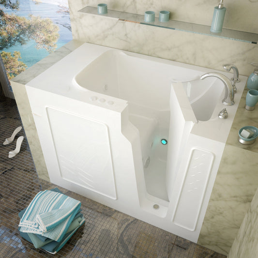 MediTub Walk-In 29 x 52 Right Drain White Whirlpool Jetted Walk-In Bathtub 2952RWH