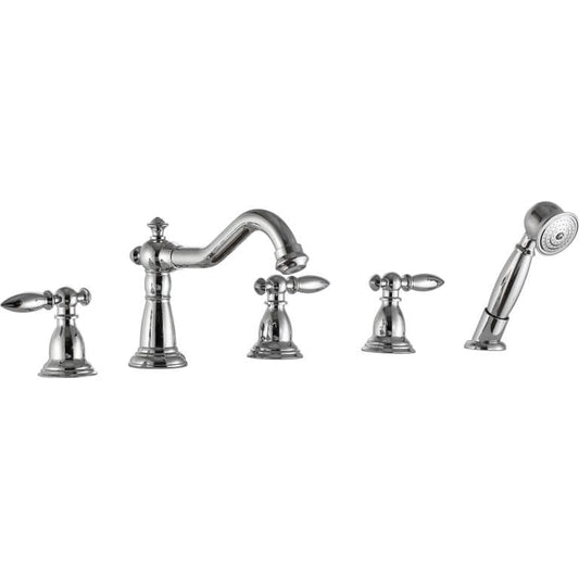 Anzzi Brand FR-AZ091CH Patriarch 2-Handle Deck-Mount Roman Tub Faucet with Handheld Sprayer in Polished Chrome