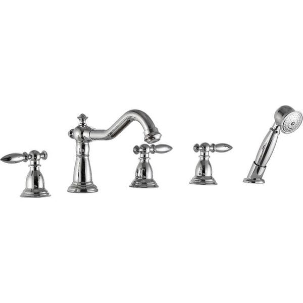 Anzzi Brand FR-AZ091CH Patriarch 2-Handle Deck-Mount Roman Tub Faucet with Handheld Sprayer in Polished Chrome