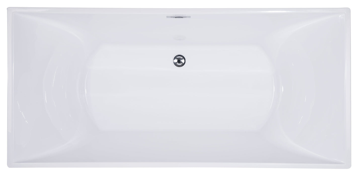 ALFI brand AB8840 67 inch White Rectangular Acrylic Free Standing Soaking Bathtub