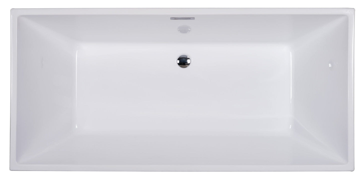 ALFI brand AB8832 67 inch White Rectangular Acrylic Free Standing Soaking Bathtub