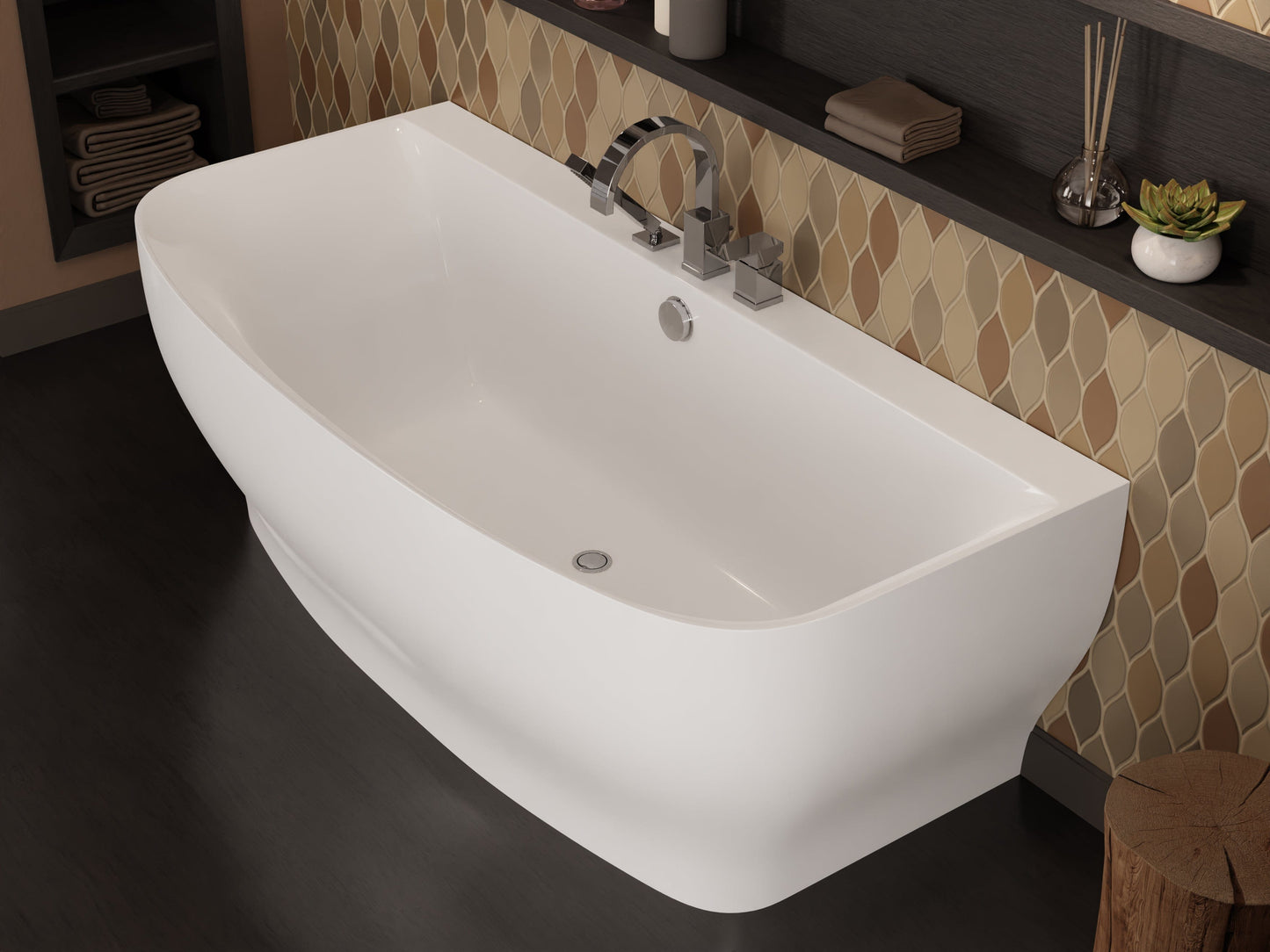 Anzzi Brand FT-FR112473CH Bank Series 5.41 ft. Freestanding Bathtub with Deck Mounted Faucet in White