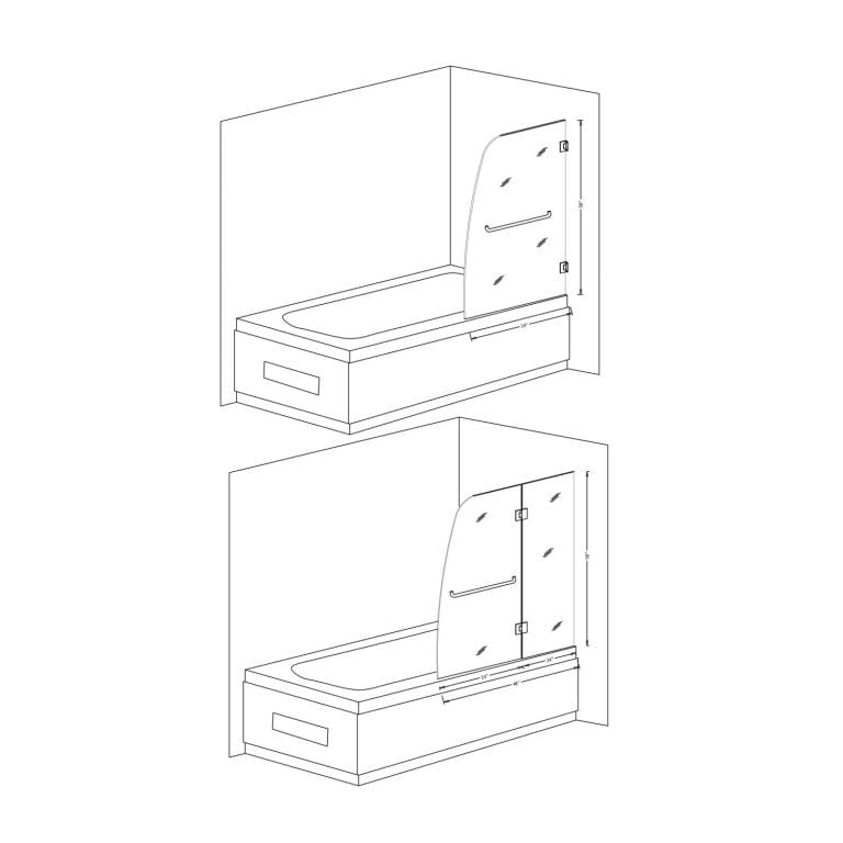 Anzzi Brand SD-AZ11-01CH Herald Series 48 in. by 58 in. Frameless Hinged Tub Door in Chrome