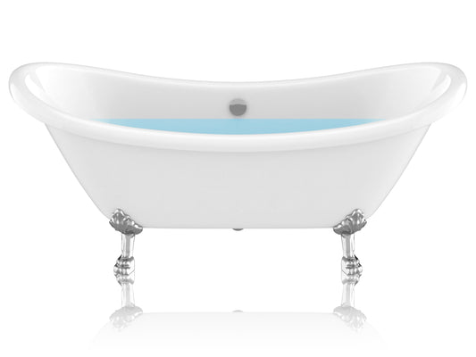 Anzzi Brand FT-CF130LXFT-CH 69.29” Belissima Double Slipper Acrylic Claw Foot Tub in White