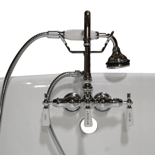 Cambridge Clawfoot Tub Brass Wall Mount Faucet with Hand Held Shower-Polished Chrome CAM684BTW-CP         