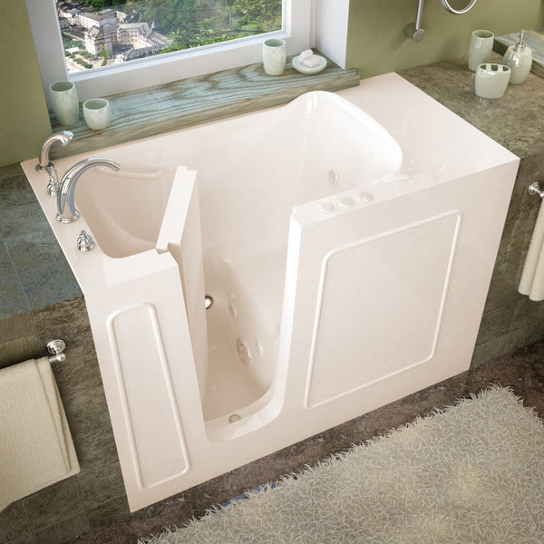 MediTub Walk-In 26 x 53 Left Drain Biscuit Whirlpool Jetted Walk-In Bathtub 2653LBH