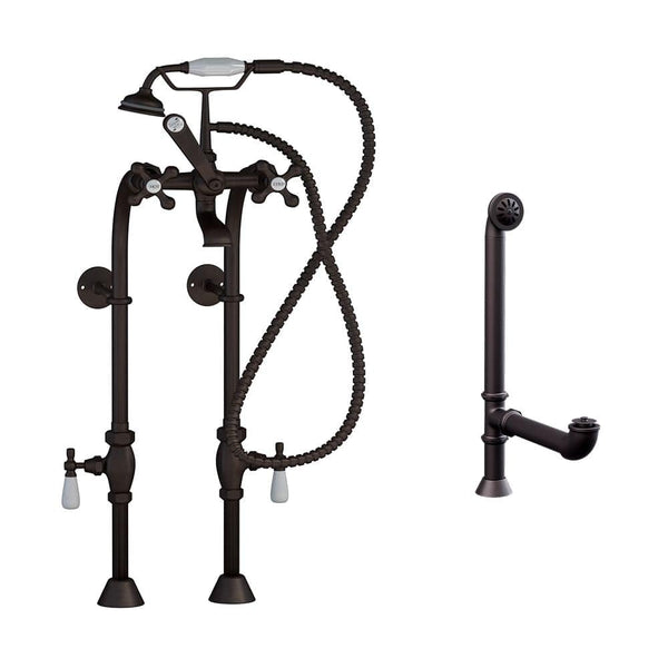 Cambridge Complete Oil Rubbed Bronze Free Standing Plumbing Package for Clawfoot Tub CAM398463-PKG-ORB