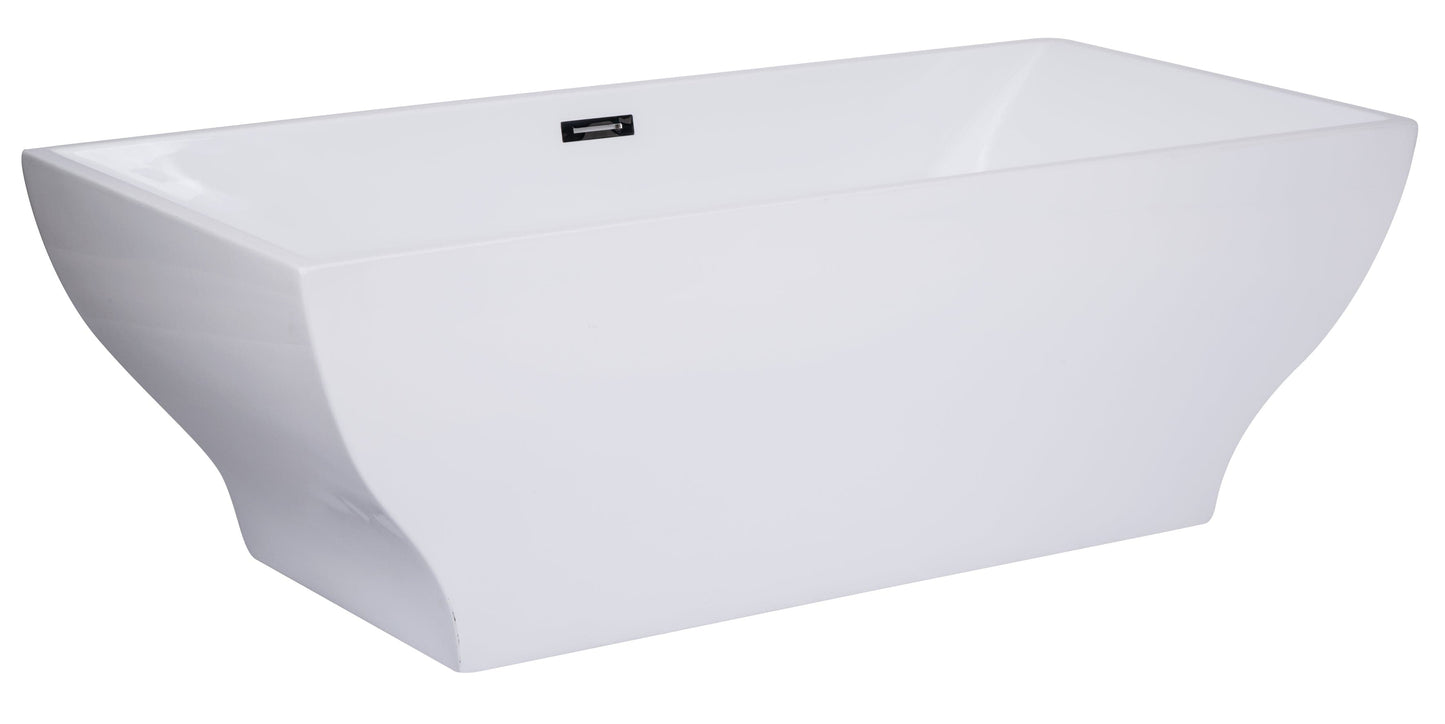 ALFI brand AB8840 67 inch White Rectangular Acrylic Free Standing Soaking Bathtub