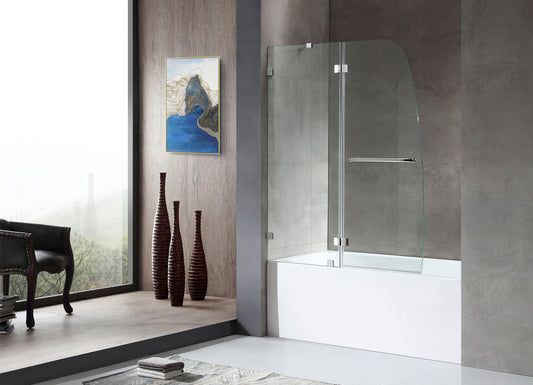 Anzzi Brand SD-AZ8076-01CH Pacific Series 48 in. by 58 in. Frameless Hinged Tub Door in Chrome