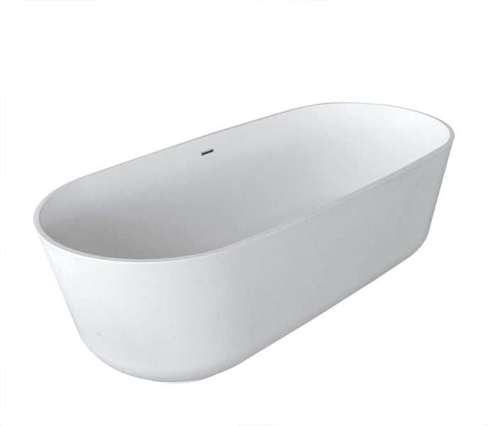 Anzzi Brand FT-AZ511 Sabbia 5.9 ft. Solid Surface Center Drain Freestanding Bathtub in Matte White