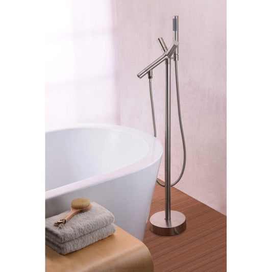 Anzzi Brand FS-AZ0042BN Havasu 2-Handle Claw Foot Tub Faucet with Hand Shower in Brushed Nickel