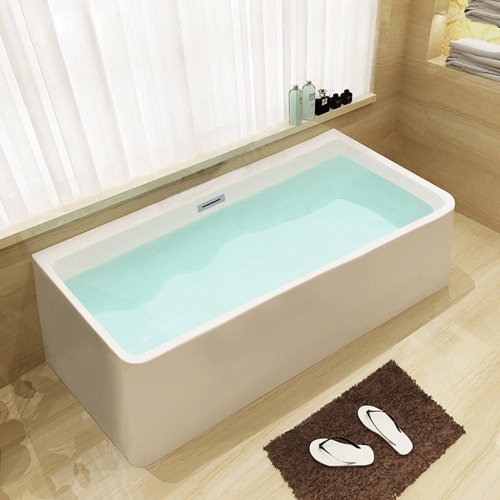 ALFI brand AB8859 67 inch White Rectangular Acrylic Free Standing Soaking Bathtub