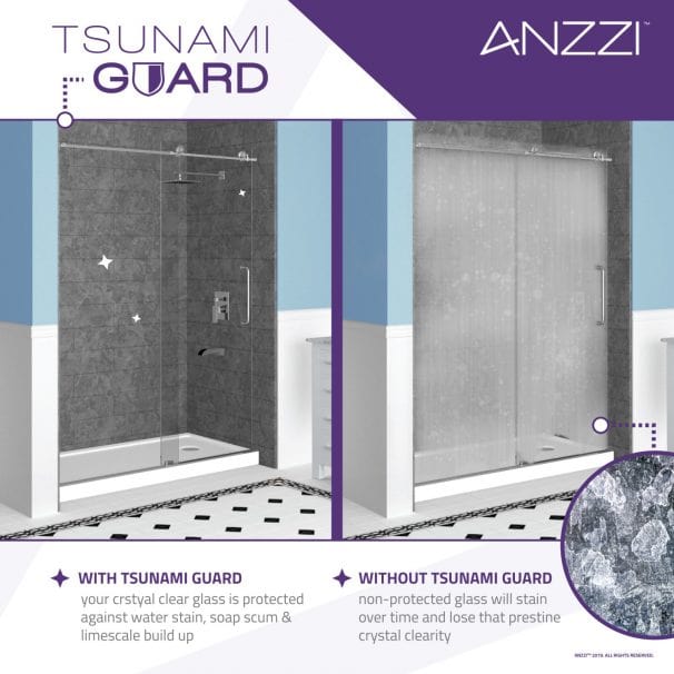 Anzzi Brand SD-AZ8076-01BN Pacific Series 48 in. by 58 in. Frameless Hinged Tub Door in Brushed Nickel