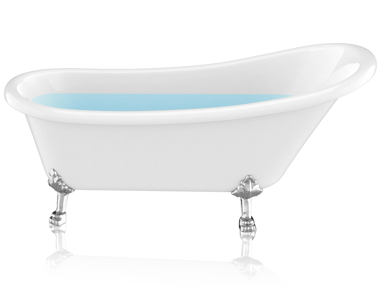 Anzzi Brand FT-CF131LXFT-CH 67.32” Diamante Slipper-Style Acrylic Claw Foot Tub in White