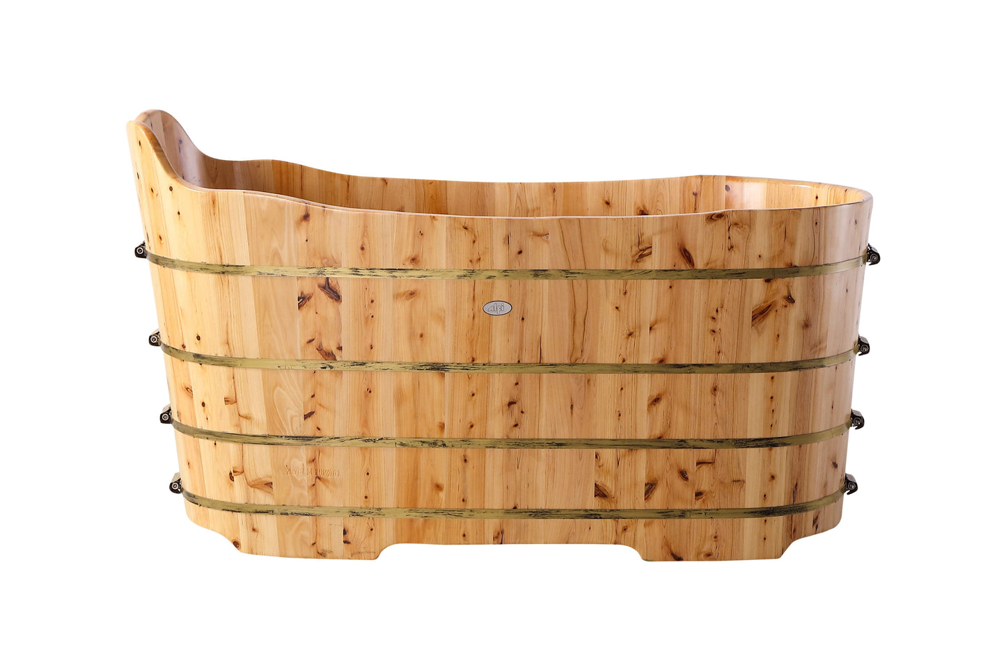 ALFI brand AB1103 59" Free Standing Cedar Wood Bathtub with Bench AB1103