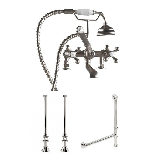 Cambridge Complete Brushed Nickel Deck Mount Plumbing Package for Clawfoot Tub CAM463D-2-PKG-BN