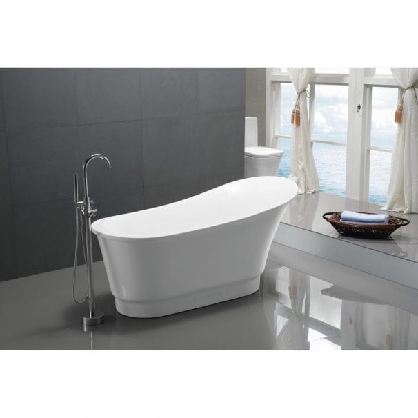 Anzzi Brand FT-AZ095 Prima 67 in. Acrylic Flatbottom Non-Whirlpool Bathtub in White