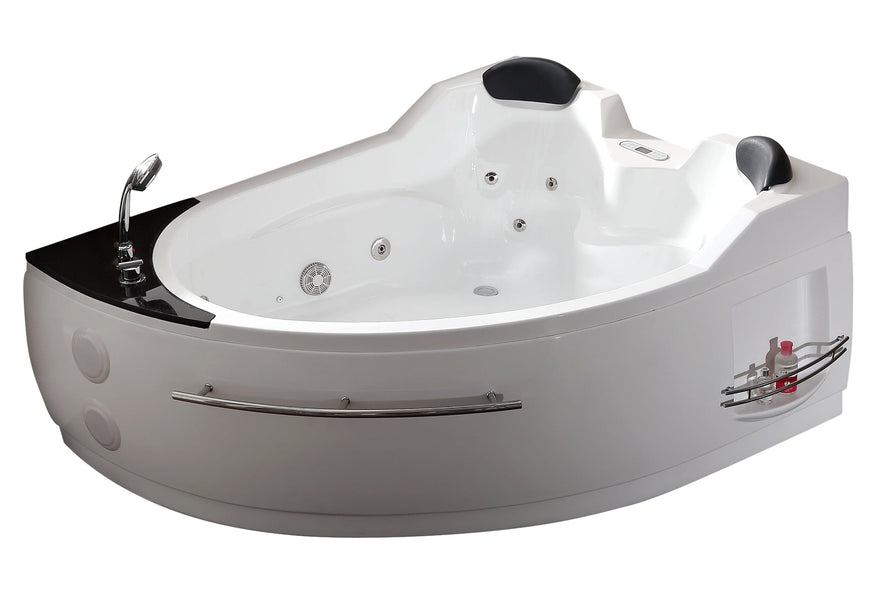 EAGO AM113ETL-L 5.5 ft Left Corner Acrylic White Whirlpool Bathtub for Two