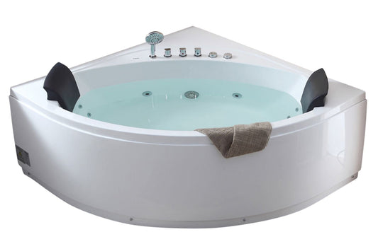 EAGO AM200  5' Rounded Modern Double Seat Corner Whirlpool Bath Tub with Fixtures