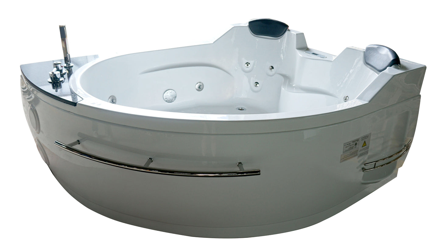 EAGO AM113ETL-L 5.5 ft Left Corner Acrylic White Whirlpool Bathtub for Two