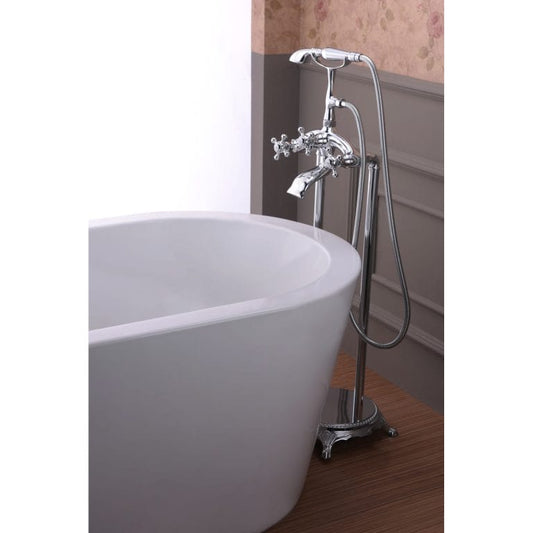 Anzzi Brand FS-AZ0052CH Tugela 3-Handle Claw Foot Tub Faucet with Hand Shower in Polished Chrome