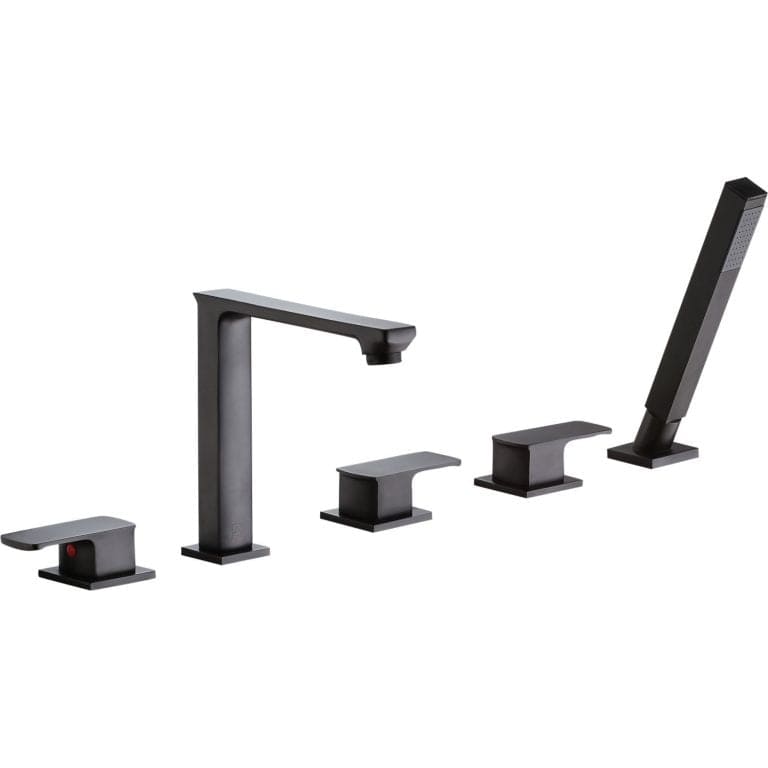 Anzzi Brand FR-AZ102ORB Shore 3-Handle Deck-Mount Roman Tub Faucet with Handheld Sprayer in Oil Rubbed Bronze