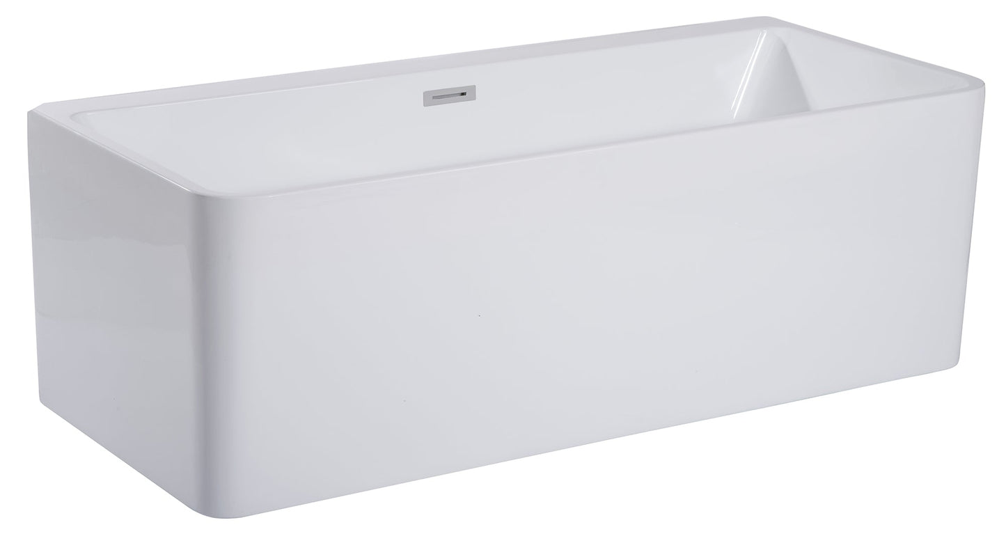 ALFI brand AB8858 59 inch White Rectangular Acrylic Free Standing Soaking Bathtub