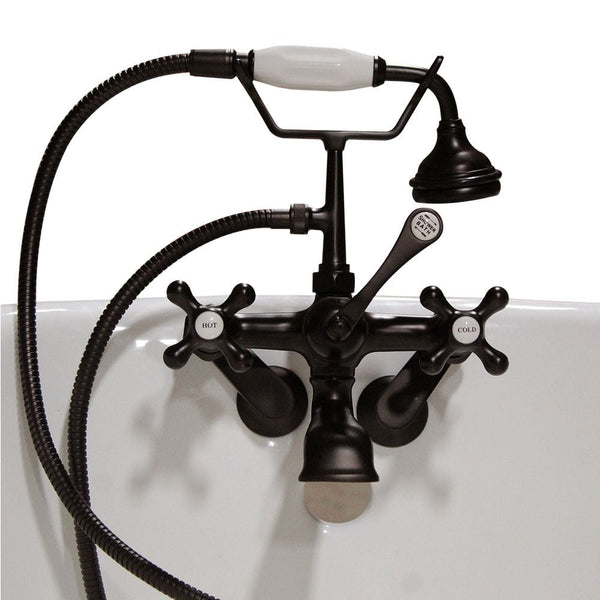 Cambridge Clawfoot Tub Wall Mount British Telephone Faucet with Hand Held Shower-Oil Rubbed Bronze CAM463BTW-ORB