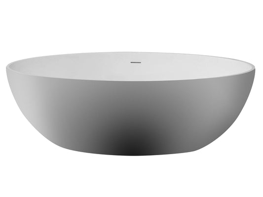 ALFI brand AB9941 67" White Oval Solid Surface Smooth Resin Soaking Bathtub