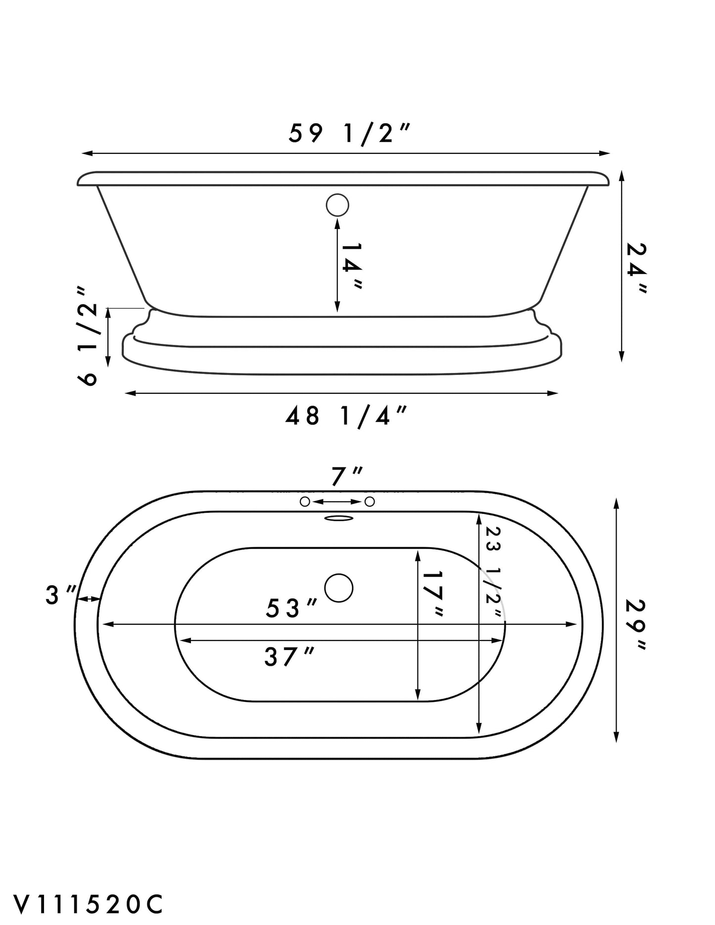 Acrylic Double Ended Pedestal Bathtub with Faucet Drillings and Complete Polished Chrome Plumbing Package