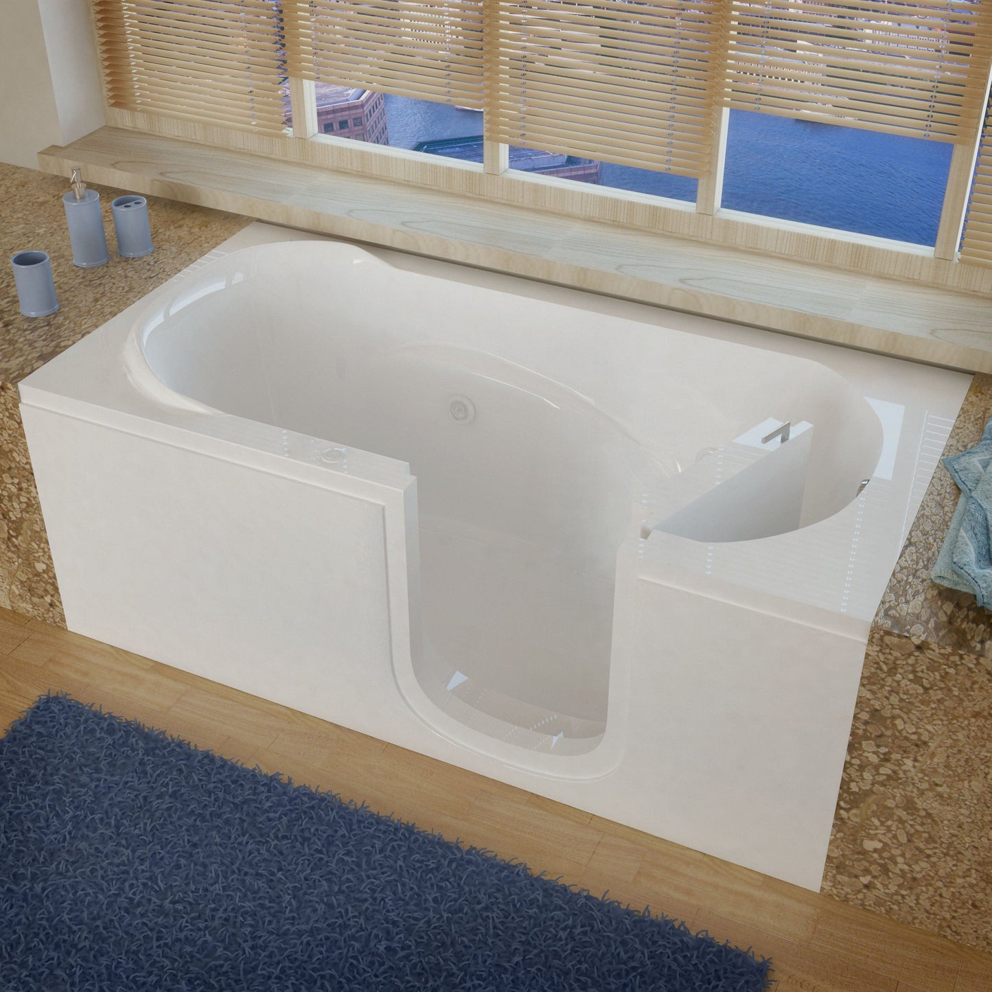 MediTub Step-In 30 x 60 Right Drain White Whirlpool Jetted Step-In Bathtub 3060SIRWH