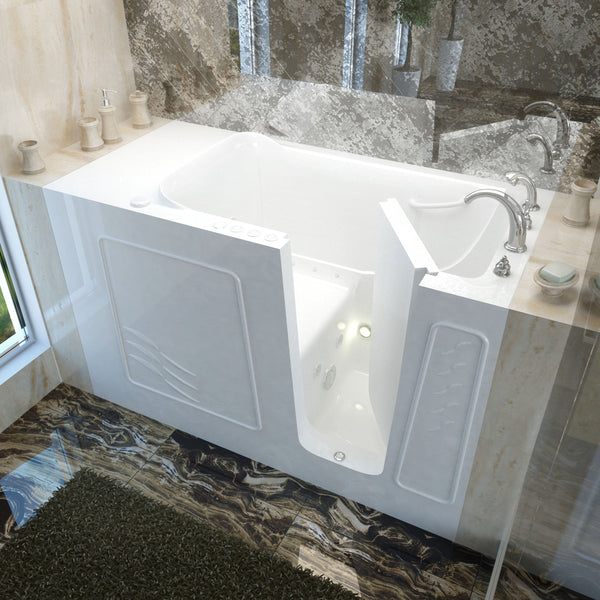 MediTub Walk-In 30 x 60 Right Drain White Whirlpool & Air Jetted Walk-In Bathtub 3060WIRWD